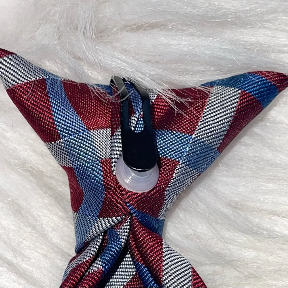 Unbranded Kids Clip On Tie Maroon & Blue Striped